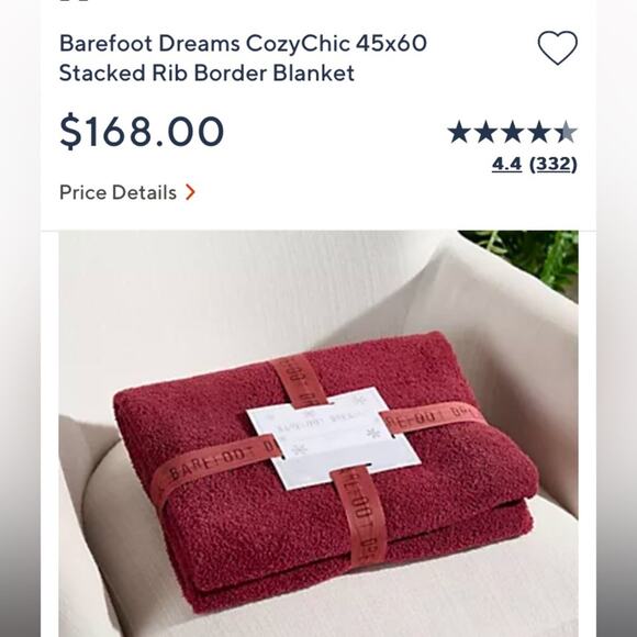 Barefoot Dreams CozyChic 45x60 Stacked Rib Border Blanket - Picture 3 of 8